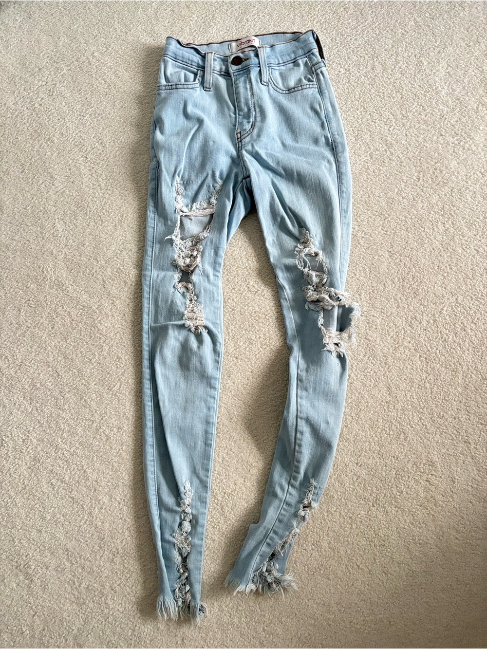 Vibrant MIU Light Wash Distressed High Waisted Skinny Jeans